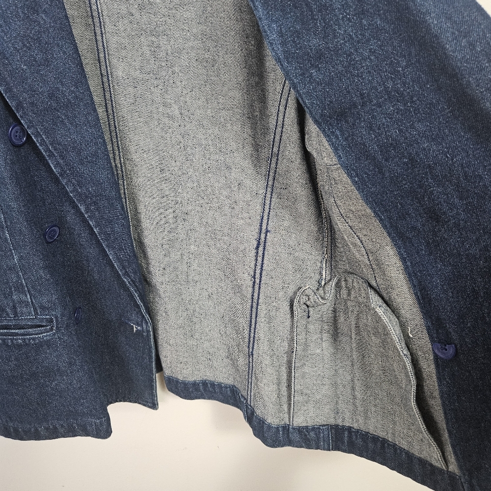 SOLD VTG 80s Ralph Lauren Blue Label Double Breasted Denim Blazer Jacket M - Picture 13 of 15